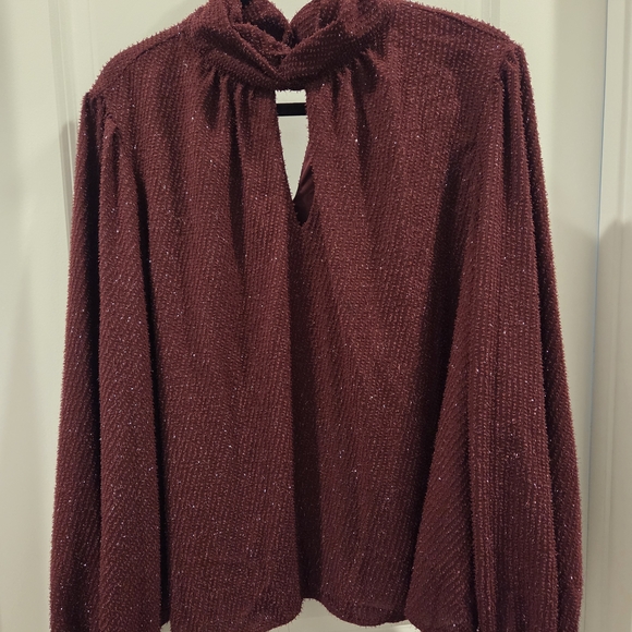 Nine West Tops - Nine West Burgundy Blouse with Keyhole Neckline